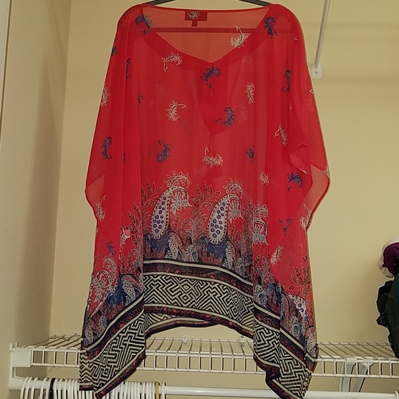 Lane Bryant Sheer Short Sleeve Pheasant Bl… - Picture 2 of 5